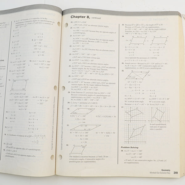 McDougal Littell Geometry Worked Out Solution Key by Larson, Boswell, Kanold, Stiff