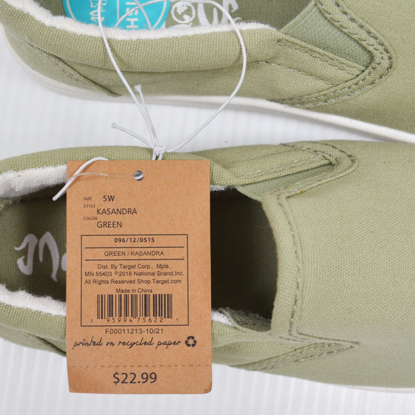 Mad Love Kasandra Womens Canvas Sneakers Slip On Loafers - Green - Size 5w