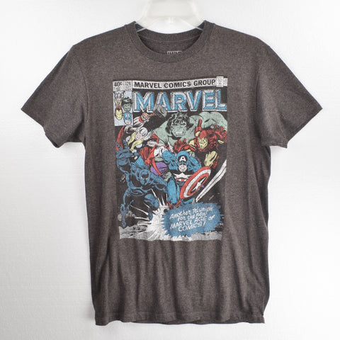Marvel Comics Group T Shirt - Size Small - Gray - Captain America, Thor, Hulk