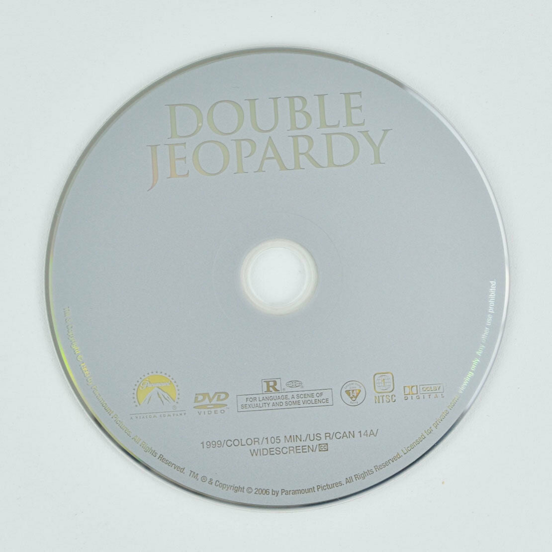 Double Jeopardy (DVD, 2000) Ashley Judd, Tommy Lee Jones - DISC ONLY –  Rusty Gold Resale