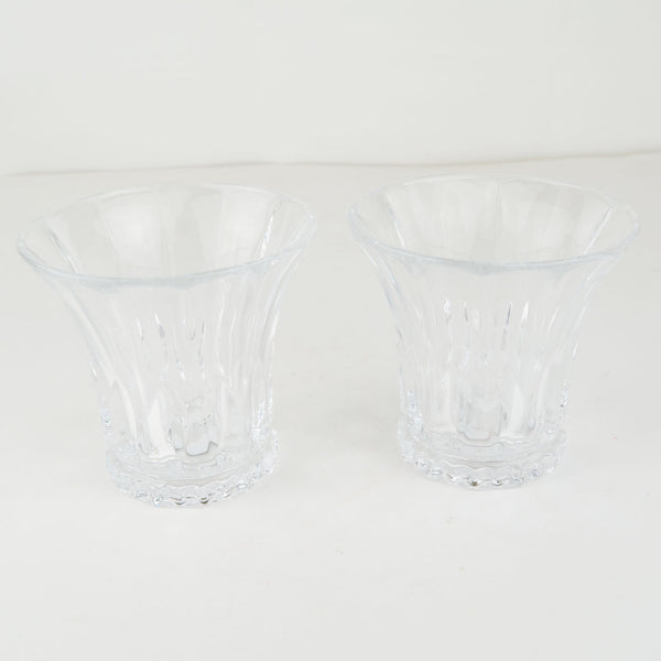Whiskey Glass Barware Classic Heavy Weight Cut Crystal Flared Old Fashion Set of 2
