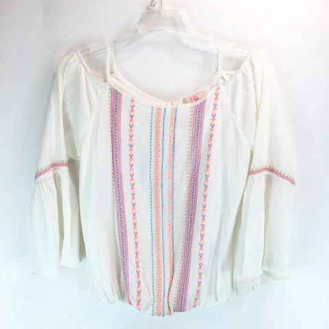 GB Girls Peasant Top - Blouse - Off The Shoulders - Size Large - Biege