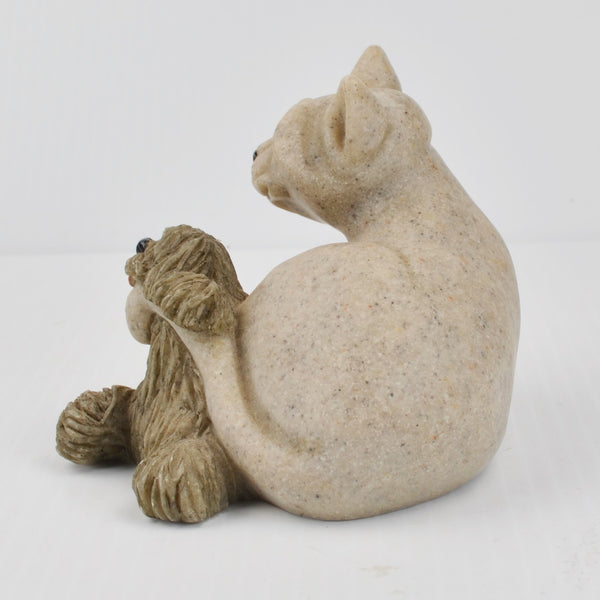 Second Nature Design Quarry Critters Cat Dog Cari, Don Snuggling Figurine 2001