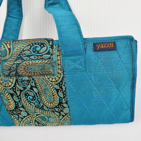 Yazzii Fold-Up Turquoise Fabric Travel Organizer Case Craft Storage Bag 4 Zip