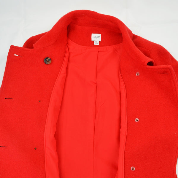 J. Crew Women’s Red Peacoat Wool Blend Size 16 Double Breasted Stadium Coat