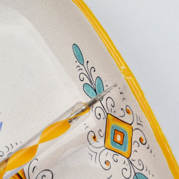 Deruta Italy Serving Platter Raffaellesco Yellow Dragon Ceramica Nova 13.75”