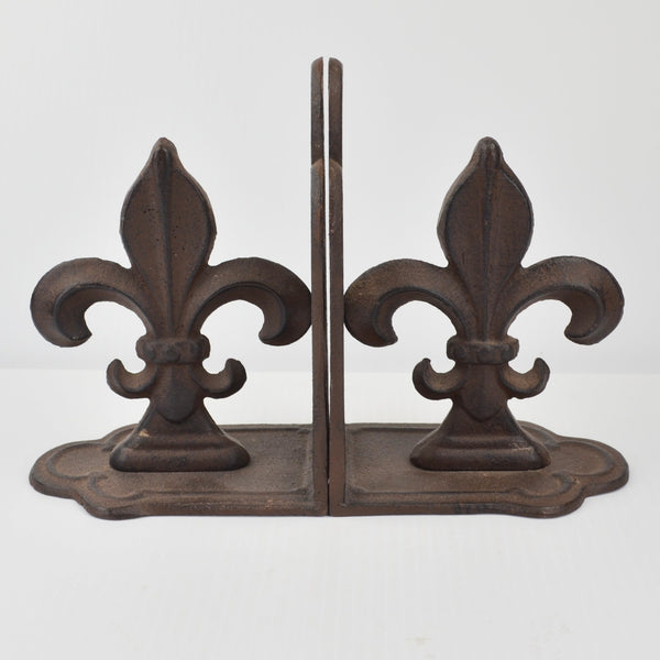 Cast Iron Fleur De Lis Bookends Heavy French New Orleans Style Book Ends Decor