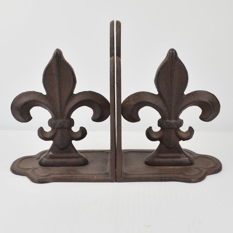Cast Iron Fleur De Lis Bookends Heavy French New Orleans Style Book Ends Decor