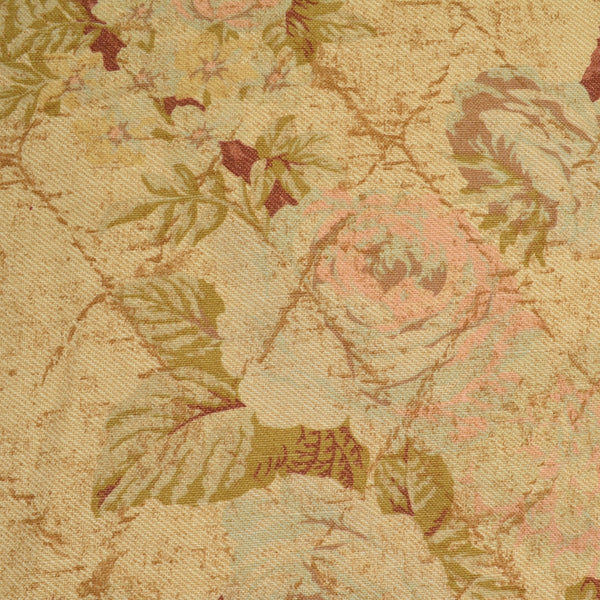 Covington Eleanors Garden Rose Beige Drapery Fabric Valerie-16 Remnant 26"