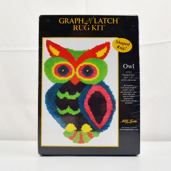 Graph N' Latch Hook Rug Kit Owl Shaped 18.5” X 27” MCG Textiles Yarn Crafts, NEW