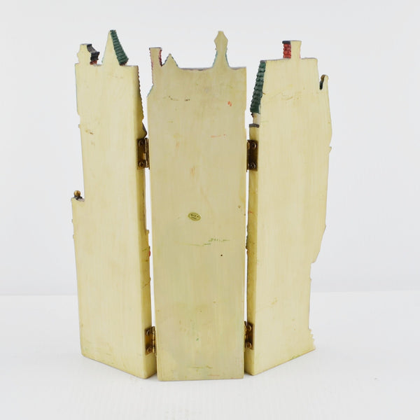 Christmas Village Town 3 Hinged 1/2" Thick Flat Resin Buildings Hotel 12" Tall