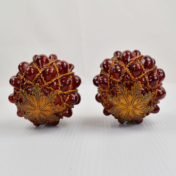 Set of 4 Bowl Filler Decorative Resin Orbs Balls Metal Ends Home Tabletop Decor