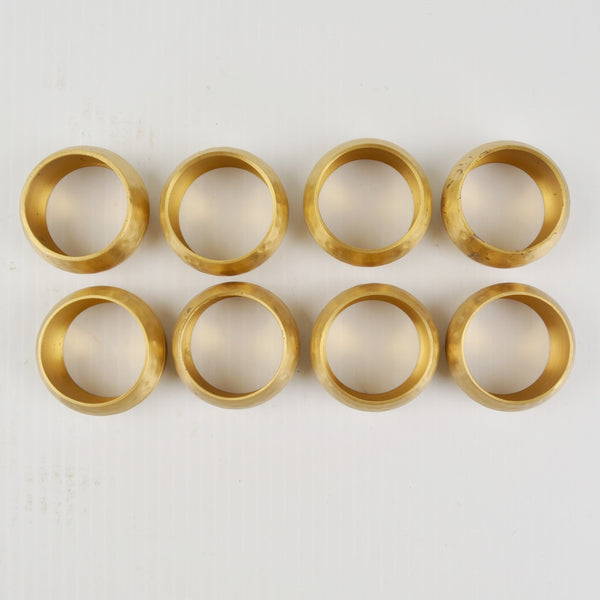 Brass Napkin Rings Hammered Vintage Patina Round Barrel Shape - Set of 8