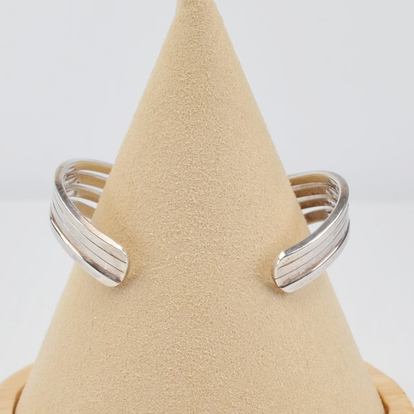 Sterling Silver Wavy Cuff Bracelet - Quadruple Band 6.5" Bracelet - 26g