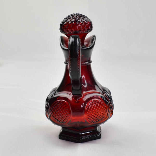 Vintage Avon Cape Cod Ruby Red Glass Cruet Bottle With Stopper - Oil / Vinegar