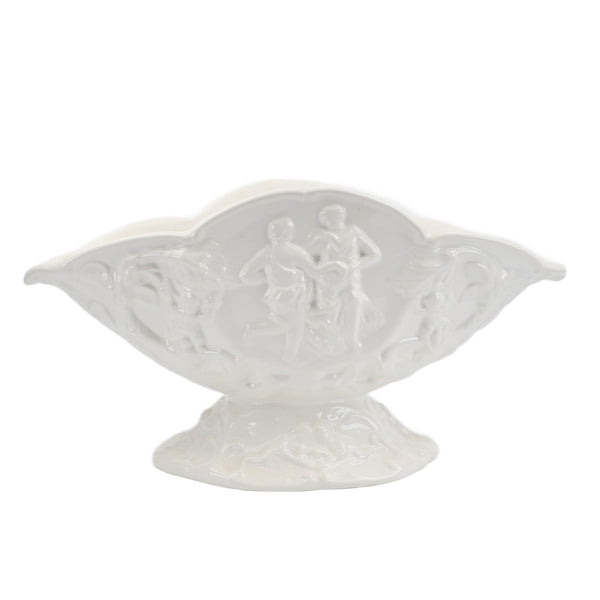 ELPA Alcobaca Pedestal Fruit Bowl Baroque Style Large 17” White Ceramic Portugal