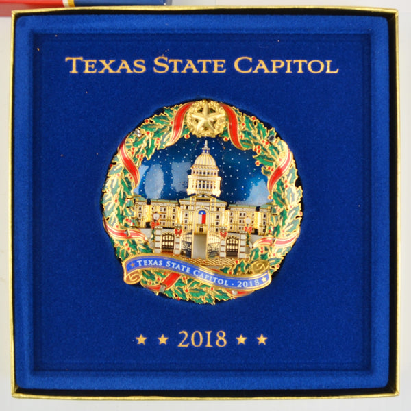 2018 Texas State Capitol Ornament - Booklet - Texas Capitol Christmas Wreath NEW