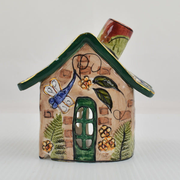 Blue Sky Clayworks, Signed by Heather Goldminc - Dragonfly Meadow Tea Light 5.5”
