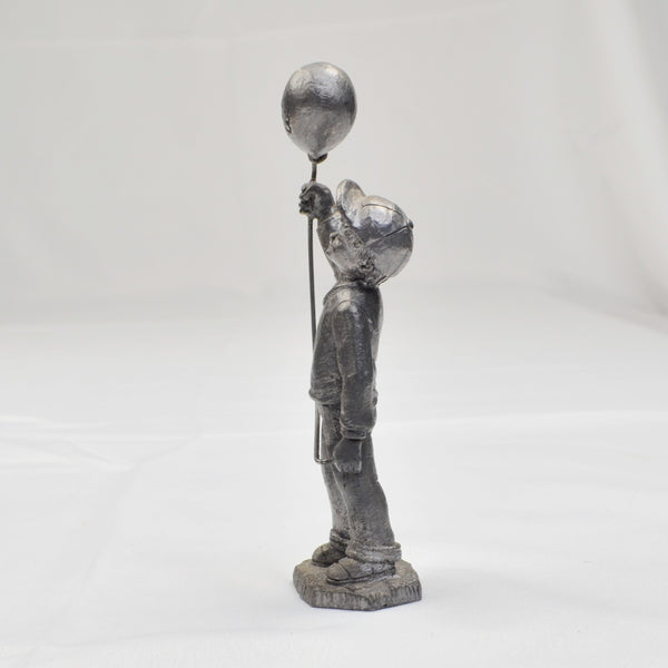 Vtg 1983 Boy w/ Balloon Miniature Sculpture M A Ricker Pewter Signed & Numbered