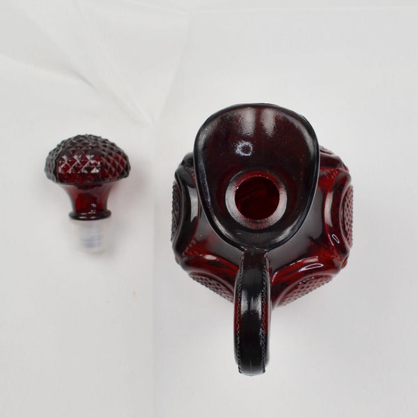 Vintage Avon Cape Cod Ruby Red Glass Cruet Bottle With Stopper - Oil / Vinegar