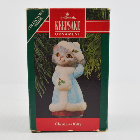 Vintage Hallmark Keepsake Christmas Kitty Ornament - Cat Kitten Christmas 1990