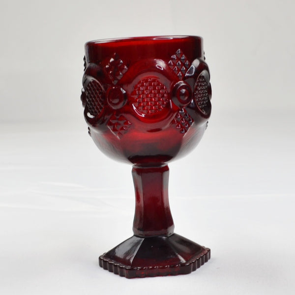 Vintage Avon 1876 Cape Cod Ruby Red Wine Goblets 4.5 Inch Set of 4 Gothic