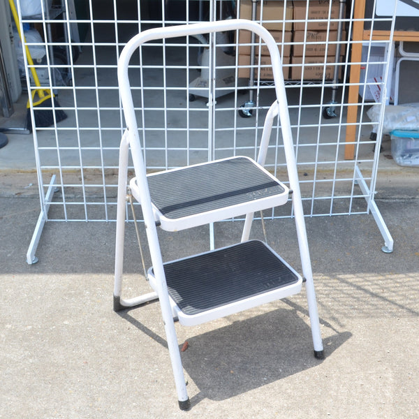 Two Step Folding Ladder / Step Stool - White