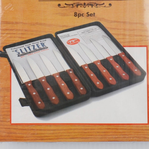 Slitzer Steak House 8pc Professional German-Style Jumbo Steak Knives Set in Case