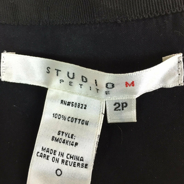 Studio M Womens Skirt - Size 2P - Petite - Black with White Geometric Pattern