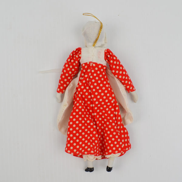 Vintage Shackman China Porcelain Head Doll Girl - Cloth Body Bisque Limbs 8” Red