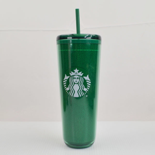 Starbucks Green Venti Tumbler Cup Double Wall 24 Oz With Straw And Lid