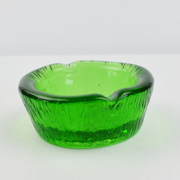 Green Blenko Glass Rooster Weathervane Ashtray - Moon, Stars Vintage 1960s 3.5"