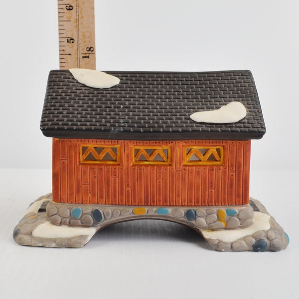 Christmas Village Collection Covered Bridge Porcelain Victorian Bridge