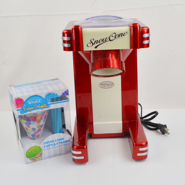 Nostalgia Electrics - Snow Cone Maker Plus Snow Cone Cups and Straws