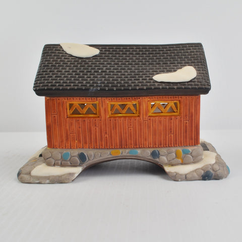 Christmas Village Collection Covered Bridge Porcelain Victorian Bridge