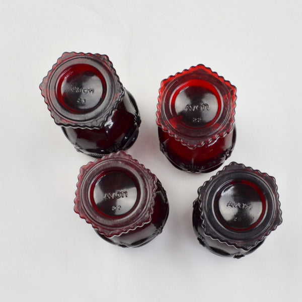 Vintage Avon 1876 Cape Cod Ruby Red Wine Goblets 4.5 Inch Set of 4 Gothic