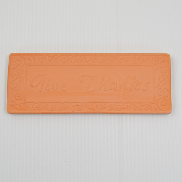 Terracotta Bread Warming Stone / Brick - "Give Thanks" Embossed Michael Andrew