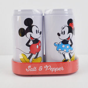 Disney Mickey Mouse & Minnie Mouse Tin Metal Salt and Pepper Shaker Set Gift New