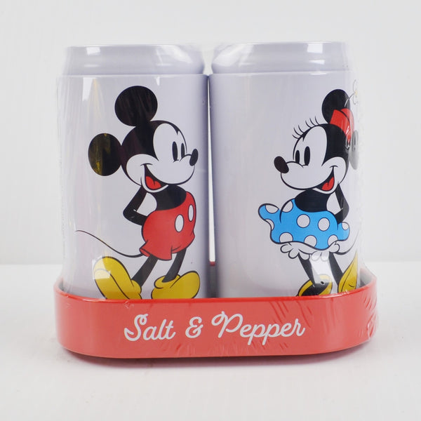 Disney Mickey Mouse & Minnie Mouse Tin Metal Salt and Pepper Shaker Set Gift New