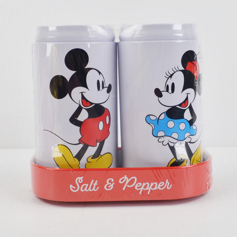 Disney Mickey Mouse & Minnie Mouse Tin Metal Salt and Pepper Shaker Set Gift New