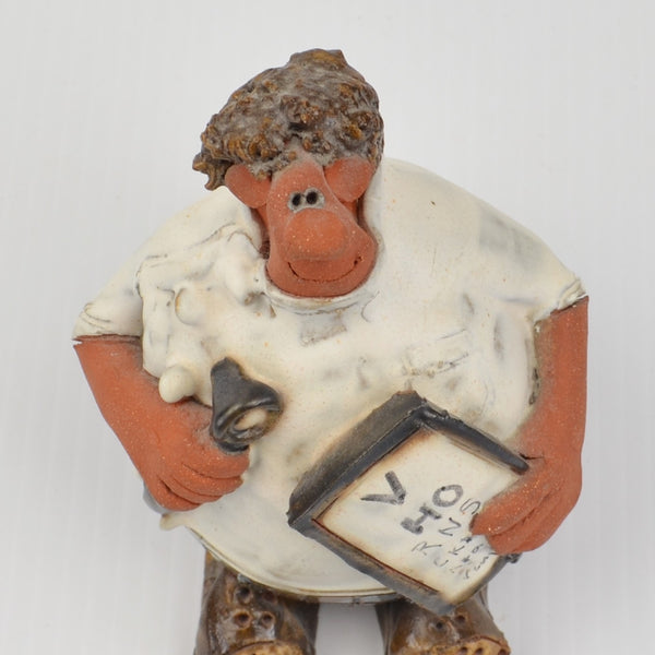 Sara Meadows Balloon People Studio Art Pottery Clay Optometrist Figurine Signed