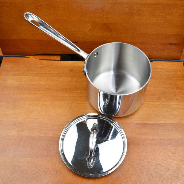 All-Clad D3 2 Quart Stainless Steel Covered Saucepan Cookware Pot with Lid