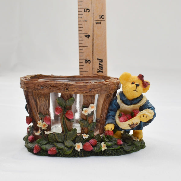 Boyds Bears Miss Bearypickins Candle Votive Holder - Strawberries Basket