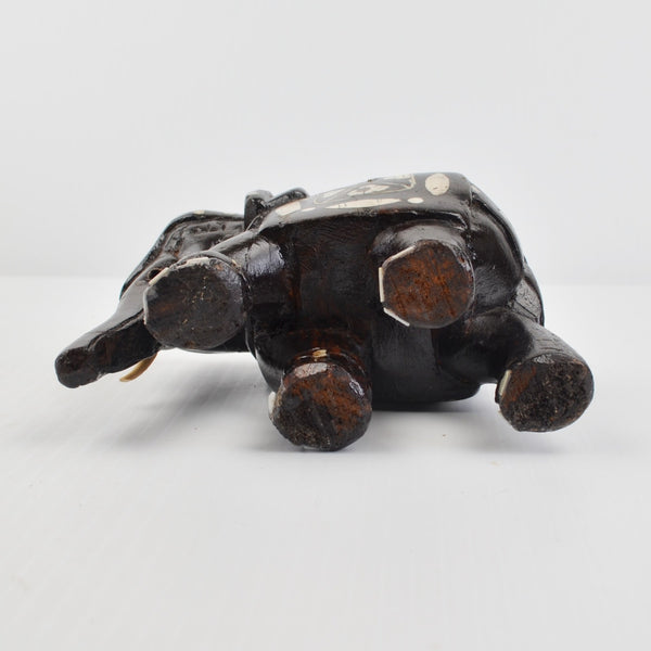 Wooden Elephants Hand Carved Painted Figurine Sculpture Bohemian - Lot of 2