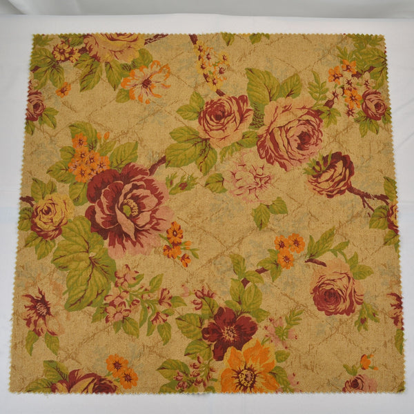 Covington Eleanors Garden Rose Olive Green Drapery Fabric Valerie-64 Remnant 26"