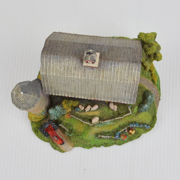 2001 Franklin Mint Coca-Cola "Rural Refreshment" Barn Sculpture - Silo, Tractor