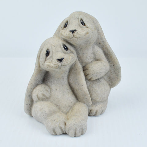 Second Nature Design Quarry Critters Rachel Roni - Hugging Bunnies Figurine 2001
