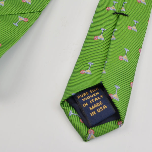 Brooks Brothers Mens Tie Silk - Martini Print - Ribbed Texture Cocktail - USA