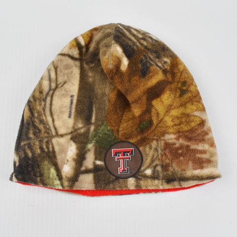 Texas Tech University Logo Beanie Hat Reversible Camo, Red - Acrylic One Size