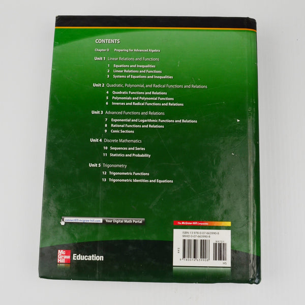 Glencoe Algebra 2 by Carter, Cuevas, Day, Malloy - Common Core - Hardcover (W)